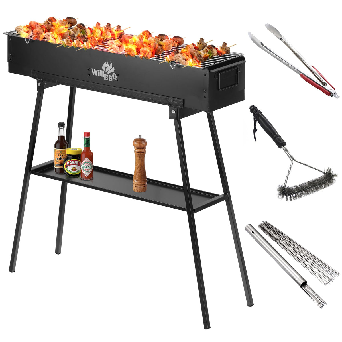 Commercial Charcoal Grill Black
